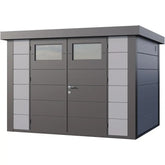 Abri en acier galvanisé gris clair 7,1m² avec double porte Eleganto 3024 Telluria Ma boutique